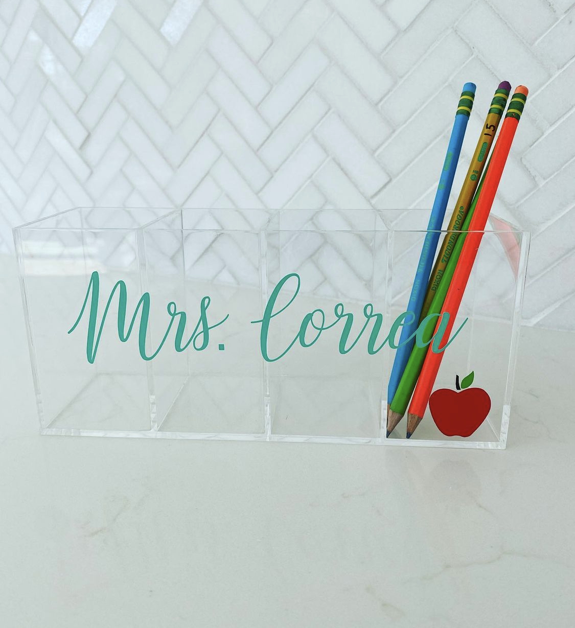 Personalized acrylic pencil holder
