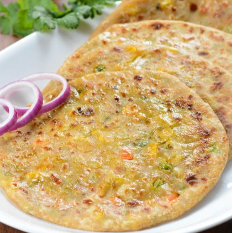 Mixed Vegetable Stuffed paratha with  raitha Main Image