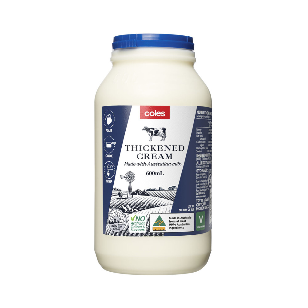 Coles Thickened Cream 600 ml Main Image