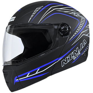 Ninja Elite super D5 with tinted visor full face helmet Matt Black and Blue XL