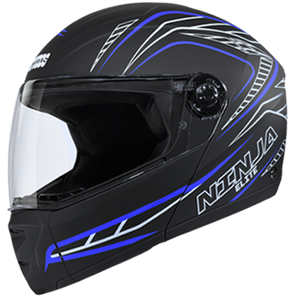 Ninja Elite super D5 with tinted visor full face helmet Matt Black and Blue XL Main Image