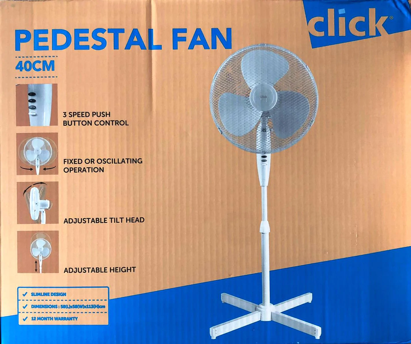 Pedestal fan 40 cm high 3 speed push button Main Image