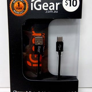 Charger & data cable type c black USB 2.0 iGear