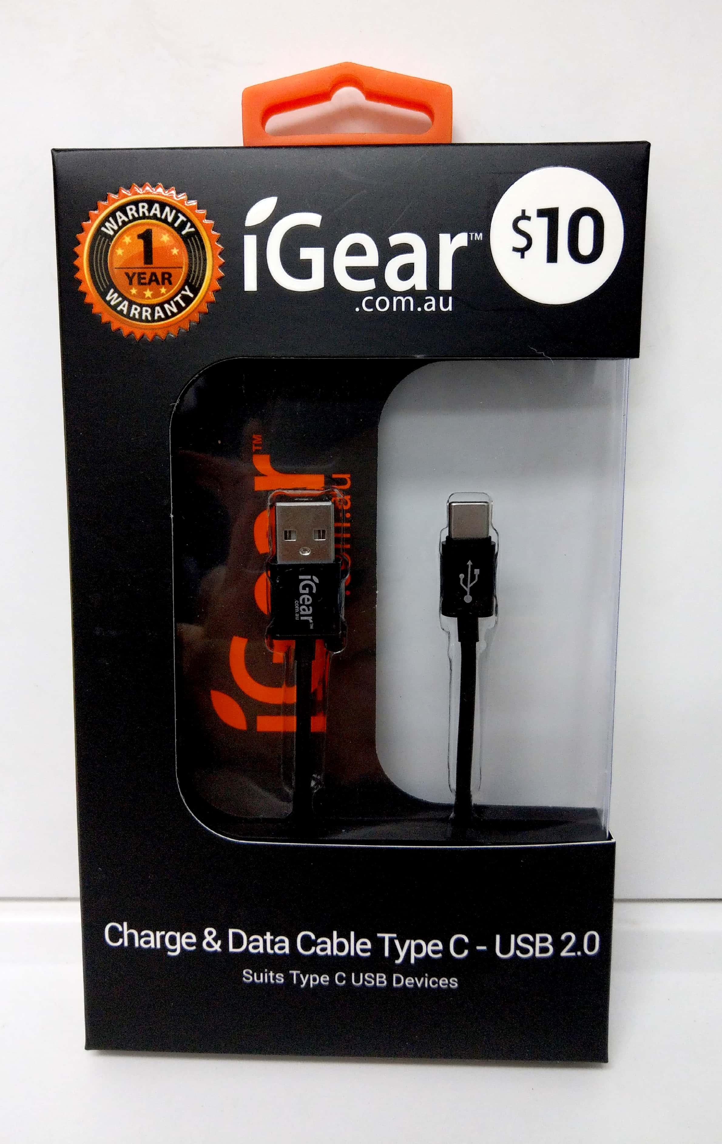 Charger & data cable type c black USB 2.0 iGear Main Image