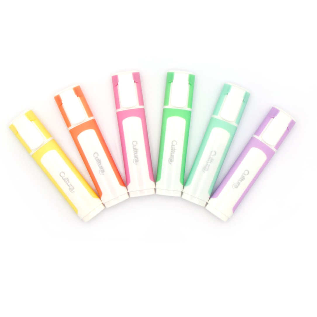 Lot de 6 surligneurs pastel pointe biseauté