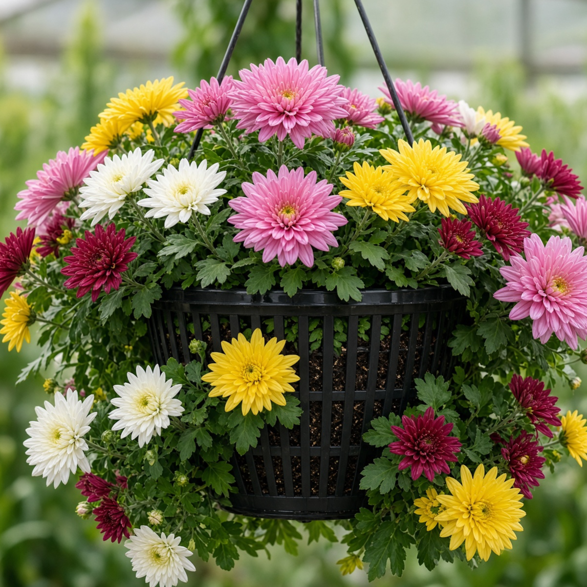 10" Hanging Basket Mum (Mixed Colors)