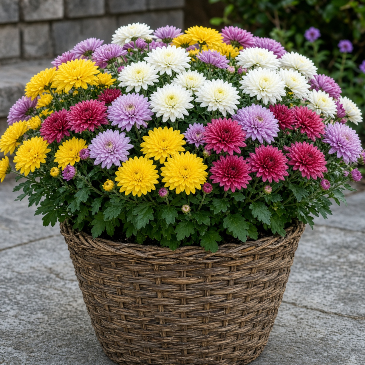 14" Bushel Basket Mum Planter (Mixed Colors)