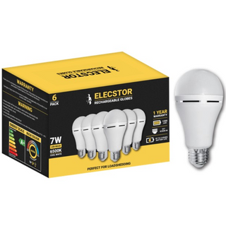 6 Pack Rechargeable Globe 7W Cool White E27 Screw in