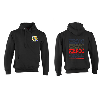 Basic Black Hoodie with Filsoc Logo and a printed back