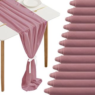 10 ft Dusty Rose Chiffon Table Runners