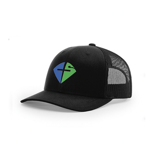 Trucker Hat - Classic Black with blue/green logo 