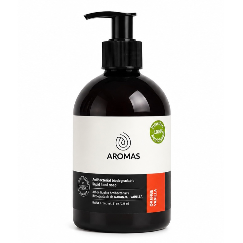     Jabón líquido antibacterial biodegradable — Naranja y Vainilla (Hand Soap Orange & Vanilla)
