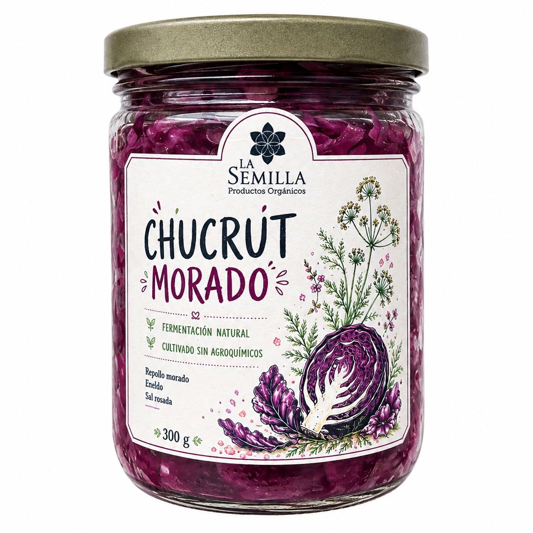  300g Chucrut Organico con Eneldo & Sal Rosada (Organic Sauerkraut with Dill & Pink Salt)