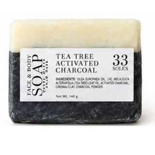 Jabón en Barra Artesanal 140g ÁRBOL DE TÉ + CARBÓN ACTIVADO (Tea Tree Activated Charcoal Soap)
