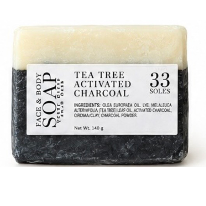 Jabón en Barra Artesanal 140g ÁRBOL DE TÉ + CARBÓN ACTIVADO (Tea Tree Activated Charcoal Soap)