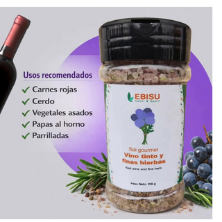 Sal Gourmet Vino tinto y finas hierbas (Red wine and fine herbs Salt)