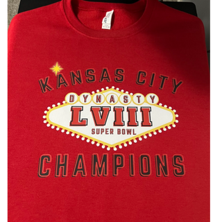 Kansas City LVIII Champions [Red Gildan Softstyle Tee, Crewneck Sweatshirt or Hoodie]