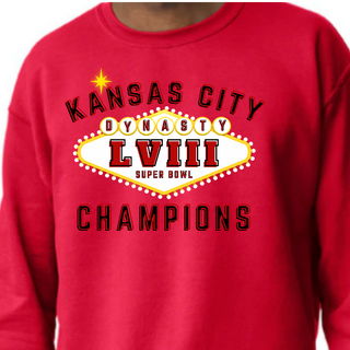 Kansas City LVIII Champions [Heather Red Bella Canvas Tee, Gildan Crewneck Sweatshirt or Hoodie]