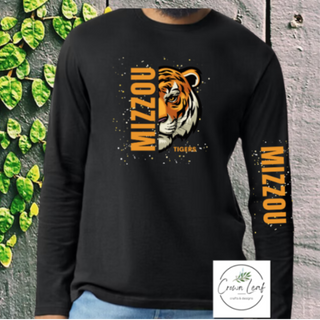 MIZZOU Tigers [Black Gildan Long- Sleeve Tee, Crewneck Sweatshirt, or Hoodie] 