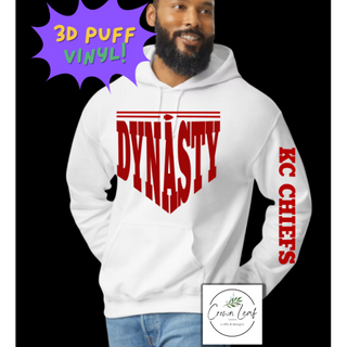KC Dynasty 3D Puff [White Gildan Crewneck Sweatshirt or Hoodie] 