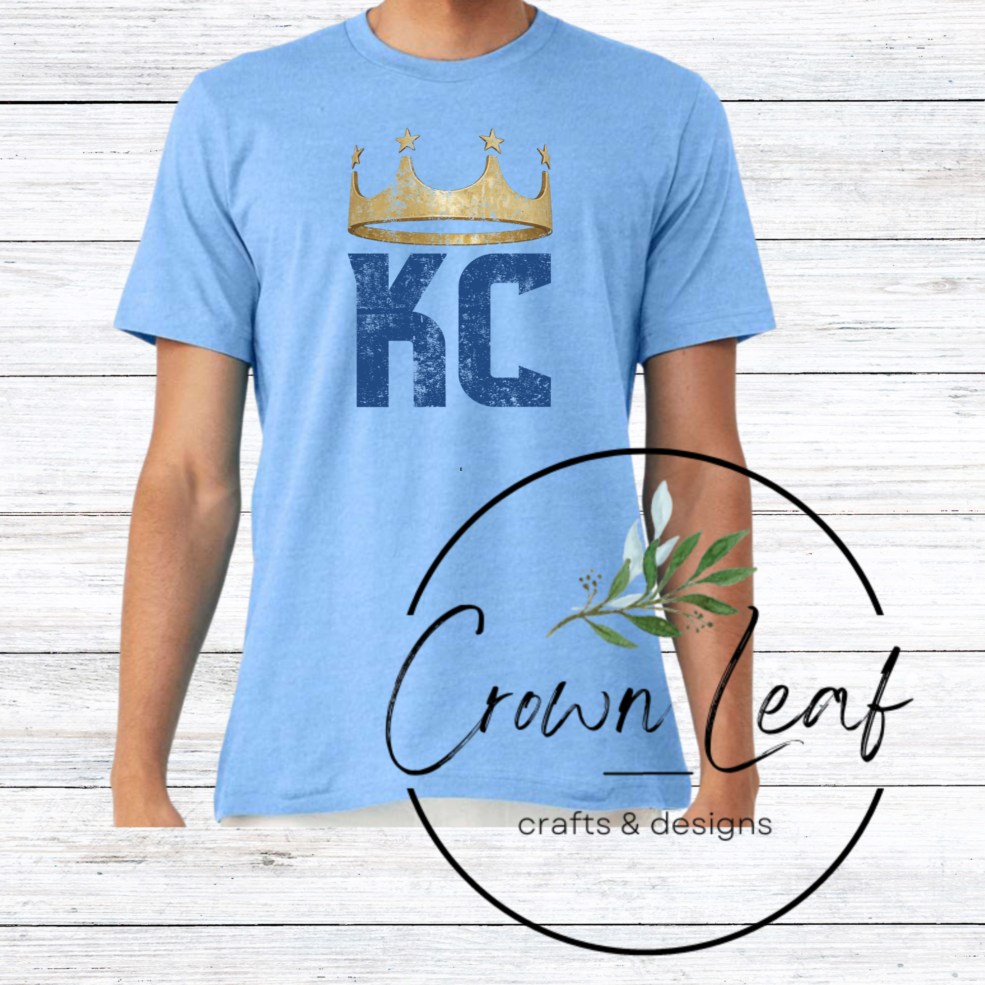 Distressed KC Crown *Bella Canvas Heather Carolina Blue