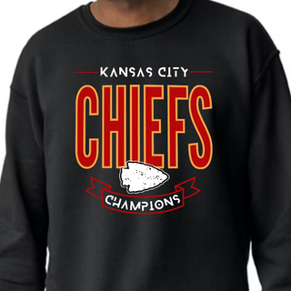 Kansas City Chiefs Champions [Black Bella Canvas Tee, Gildan Crewneck Sweatshirt or Hoodie] 