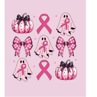 Coquette Breast Cancer Ghost Pumpkin - Thumbnail 3