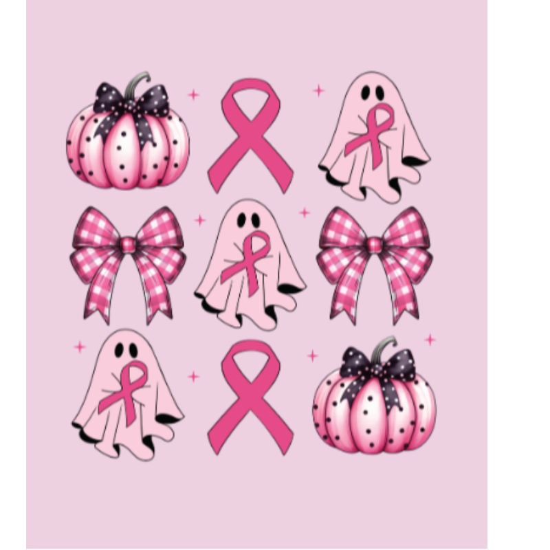 Coquette Breast Cancer Ghost Pumpkin - Thumbnail (Preview) 3