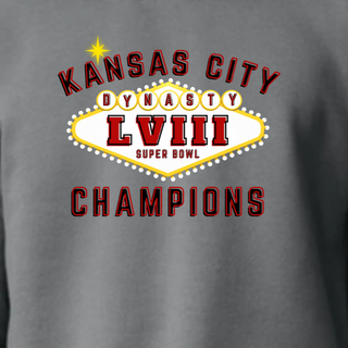 Kansas City LVIII Champions [Charcoal and Black Bella Canvas Tee, Gildan Crewneck Sweatshirt or Hoodie] 