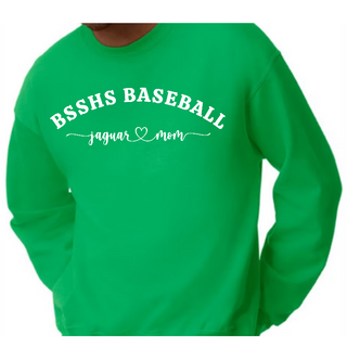 BSSHS Baseball Jaguar Mom Green Crewneck Sweatshirt