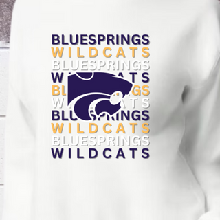 Blue Springs Wildcats Stacked [White or Solid Asphalt Blend/Charcoal Tee, White or Charcoal Gildan Crewneck or Hoodie]  - Thumbnail 2