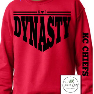 KC Dynasty 3D Puff [Red Gildan Crewneck Sweatshirt or Hoodie]  - Thumbnail 2