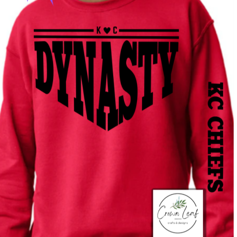 KC Dynasty 3D Puff [Red Gildan Crewneck Sweatshirt or Hoodie]  - Thumbnail (Preview) 2