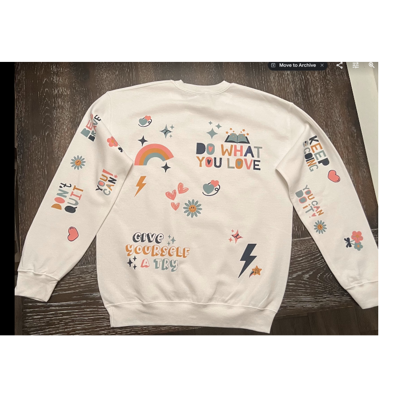 Be Kind to Yourself *Positive Wording on Front, Sleeves, and Back - Thumbnail (Preview) 4