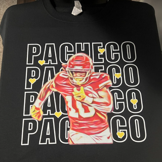 Pacheco Hearts [Black Gildan Long-Sleeve Tee, Crewneck Sweatshirt, Hoodie or Solid Black Blend Bella Canvas Tee Shirt]  - Thumbnail 3