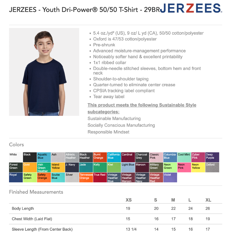 Jerzees 50/50 tee - Black (Youth & Unisex)
