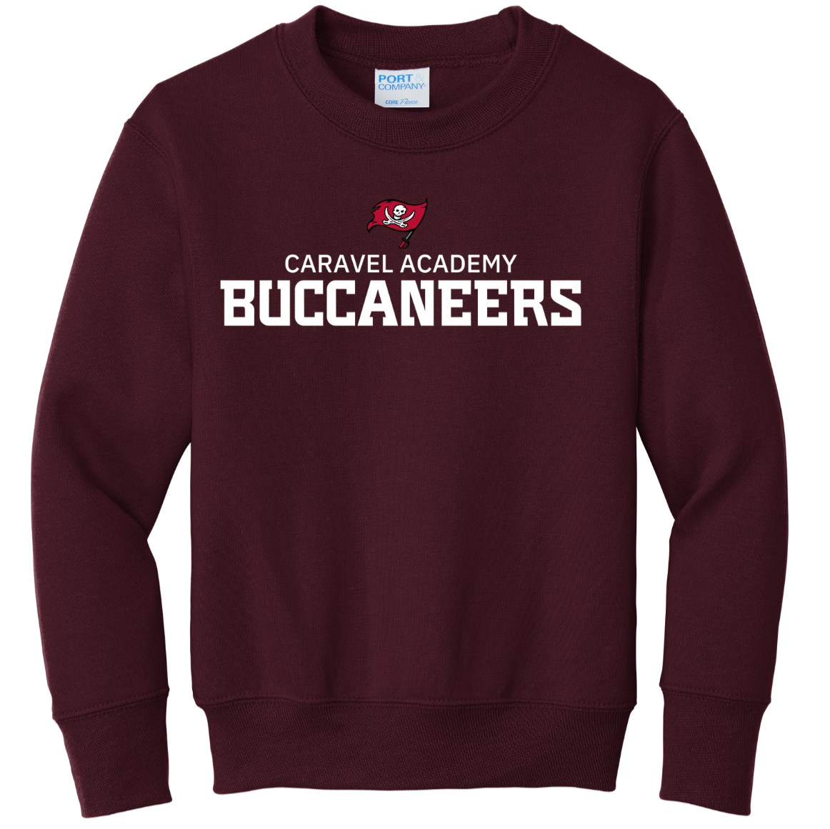 Port & Company Crewneck Sweatshirt - Maroon (Youth & Unisex) - FLAG 2024 logo