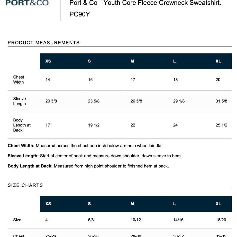 Port & Company Crewneck Sweatshirt - Red (Youth & Unisex)