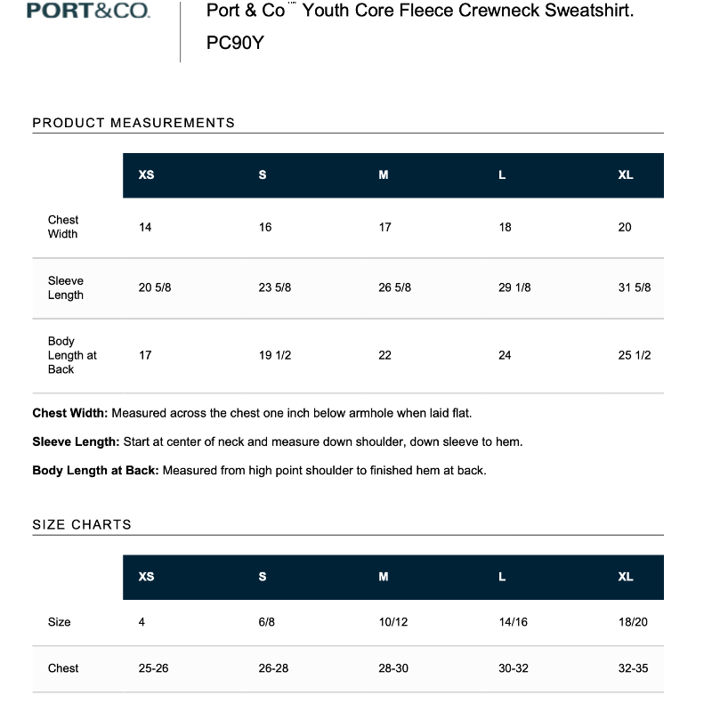 Port & Company Crewneck sweatshirt - Grey (Youth & Unisex)