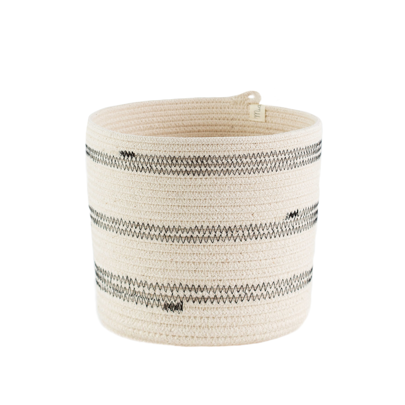 Cylinder Basket - Stitched Striped (black) (BSK10411W) Main Image