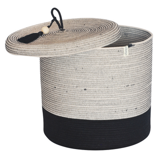 Lidded Cylinder Basket - Liquorice (BSK12620W)