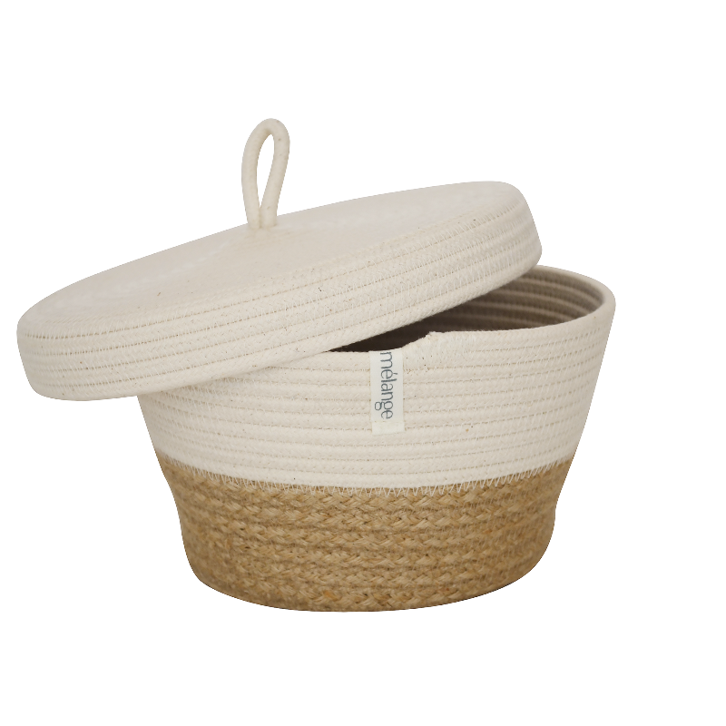 Lidded Bowl Basket - Jute Block (BSK11893W) Main Image