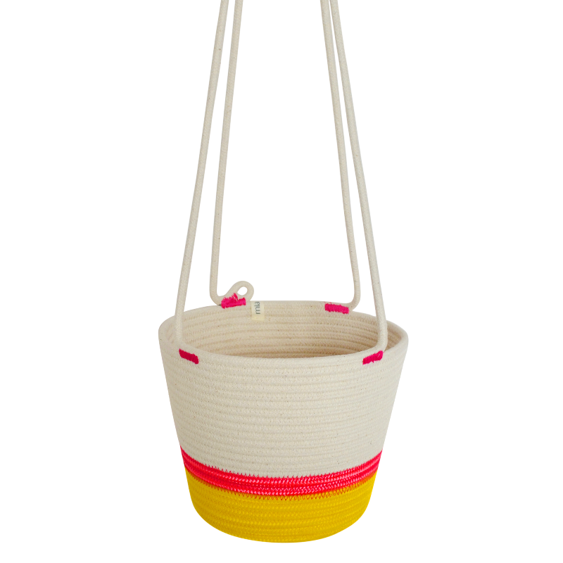 CSS Hanging Planter - Yellow & Pink (BSK121432422W) Main Image