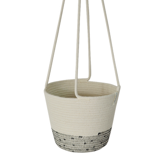 Hanging Planter - Stitched Polka Dot (black) (BSK12111PDW)