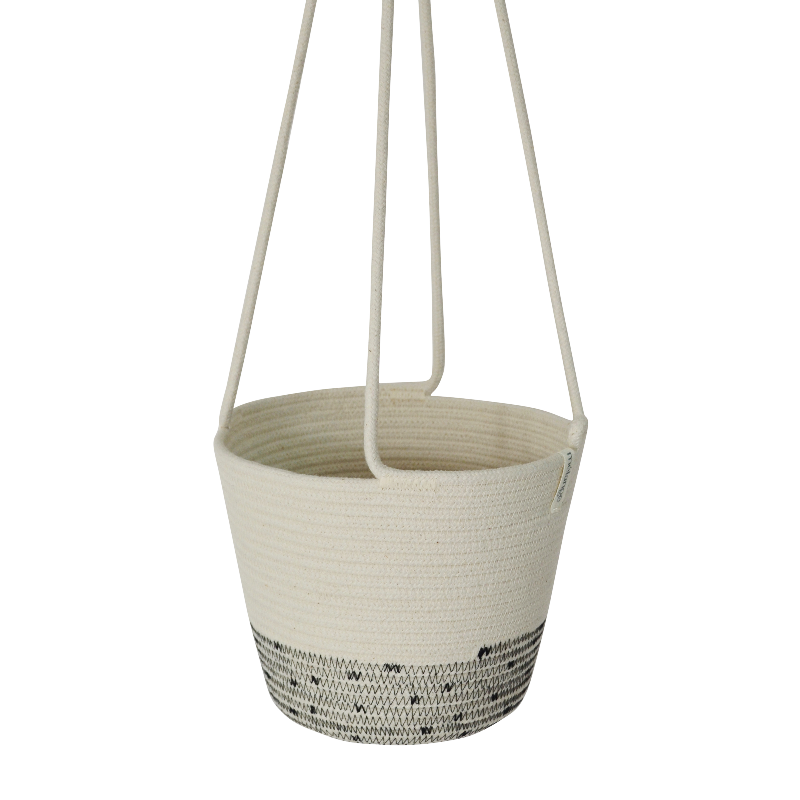 Hanging Planter - Stitched Polka Dot (black) (BSK12111PDW) Main Image