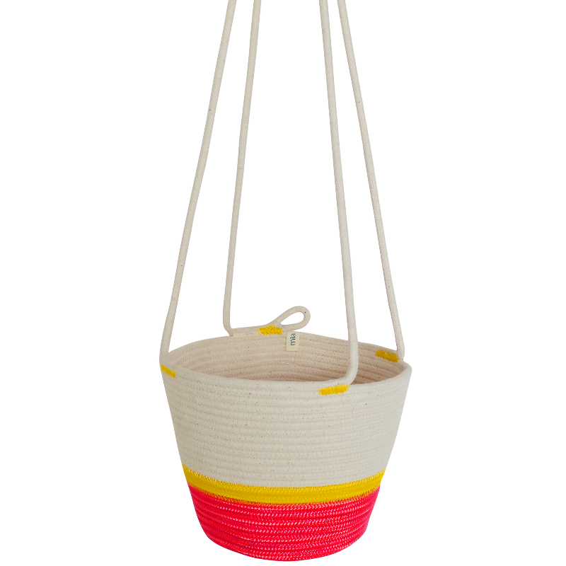 CSS Hanging Planter - Pink & Yellow Poly (BSK121422432W) Main Image