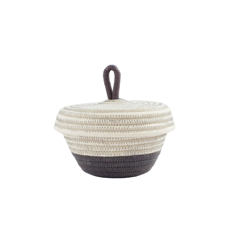 Petite Lidded Basket (XS) - Grey Fruit Pastilles (BSK11883W-XS) Main Image