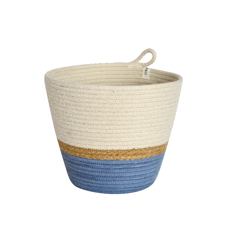 Planter - Jute & Blue-Grey (block) (BSK11716493W) Main Image