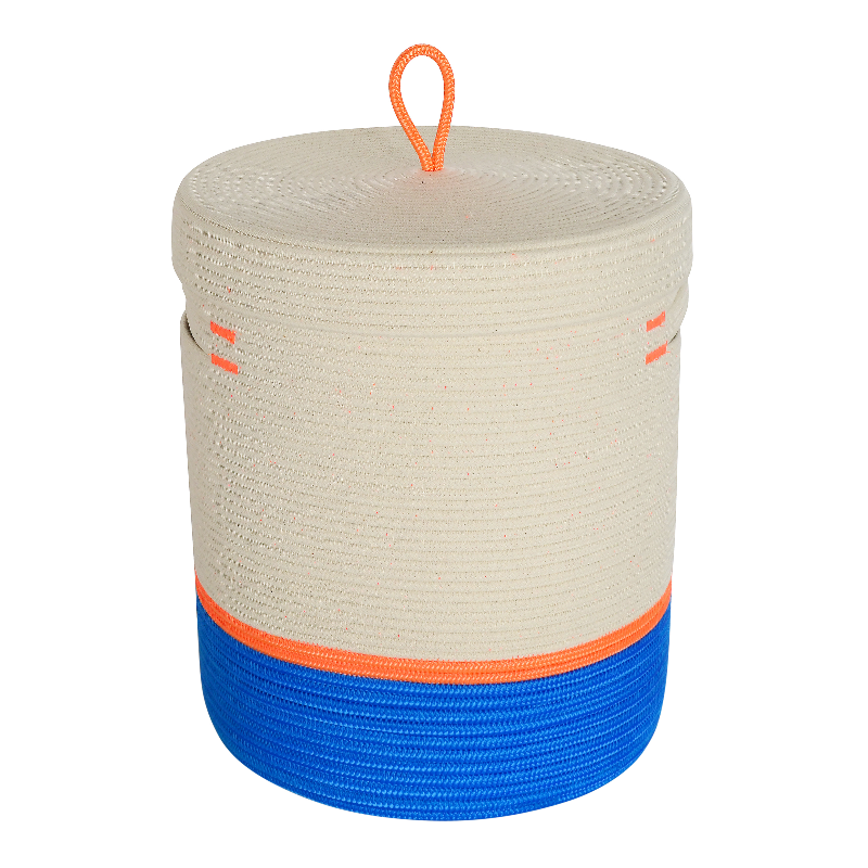 CSS Lidded Cylinder Basket XLT - Ocean Blue & Neon Orange (BSK126412352W-XL) Main Image