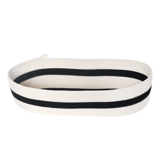 Oval Basket L - Ivory & Black Stripes (BSK10322W-L)